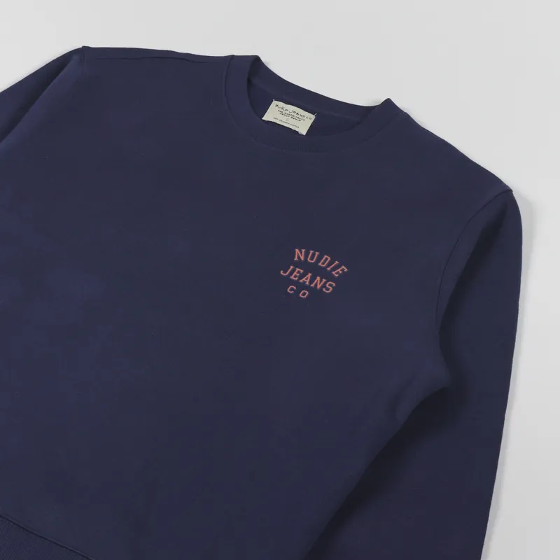 Nudie Jeans Frasse Logo Sweatshirt Deep Blue-2