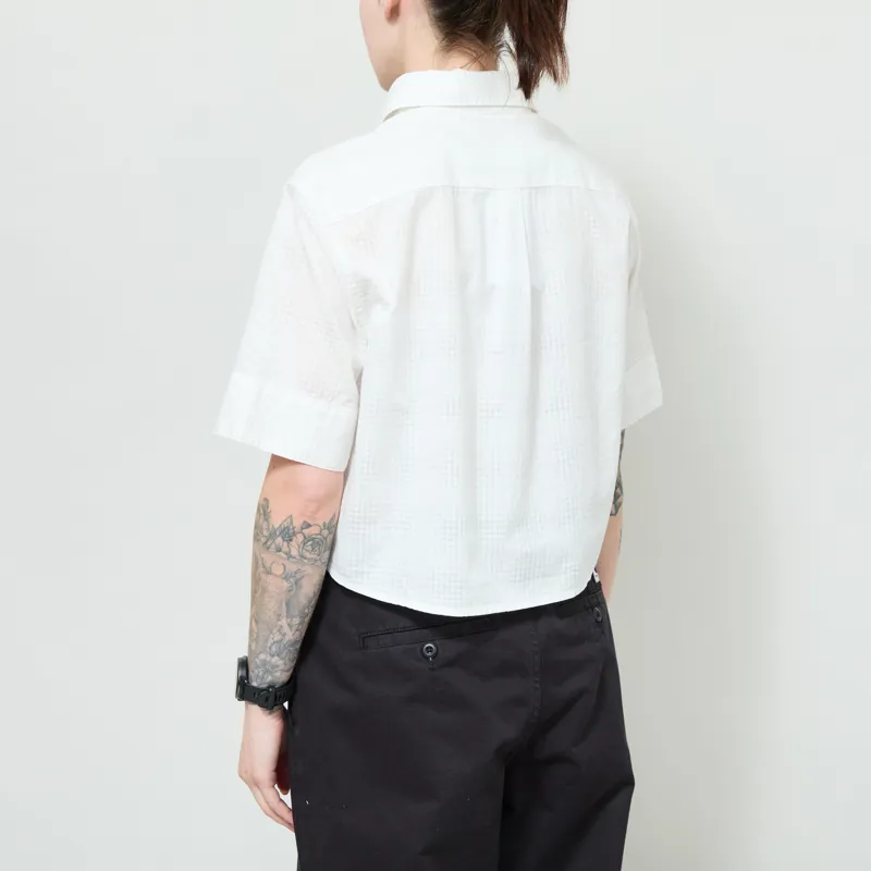 Fred Perry Womens Open Weave Checkerboard Shirt Snow White-2