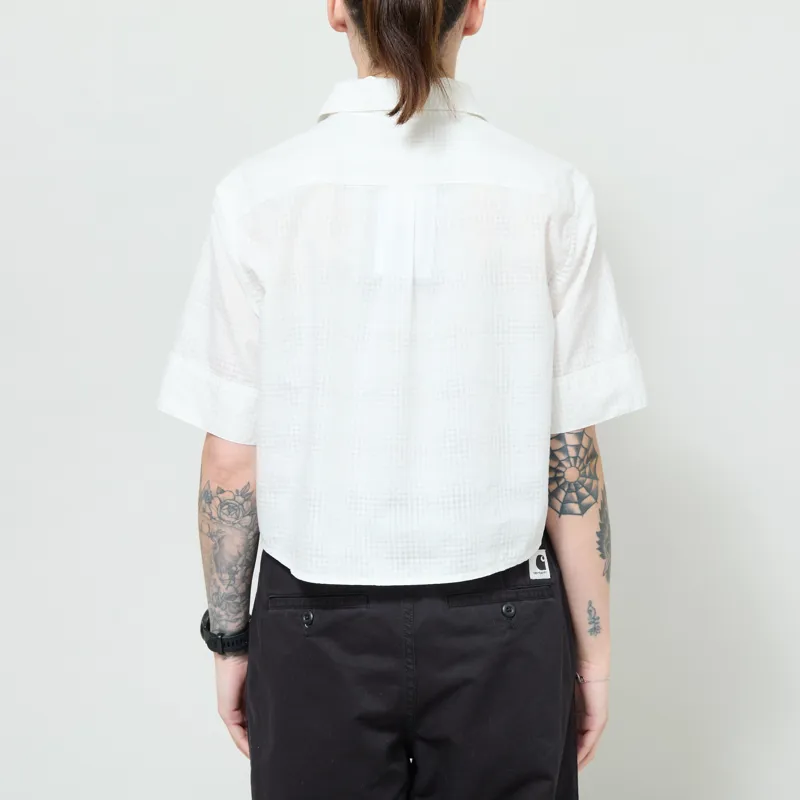 Fred Perry Womens Open Weave Checkerboard Shirt Snow White-3