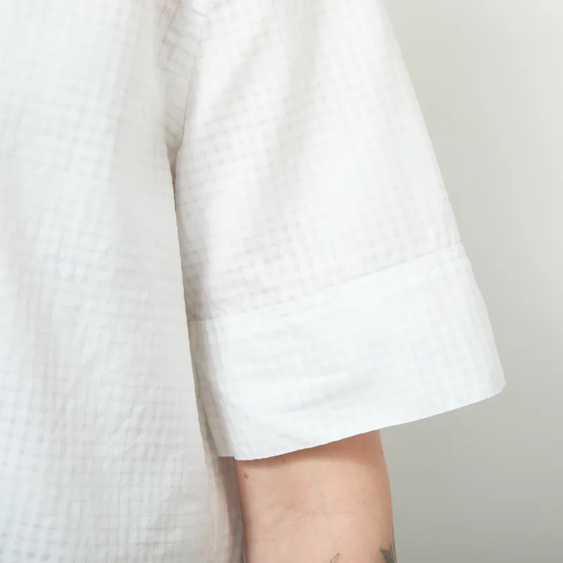 Fred Perry Womens Open Weave Checkerboard Shirt Snow White-9
