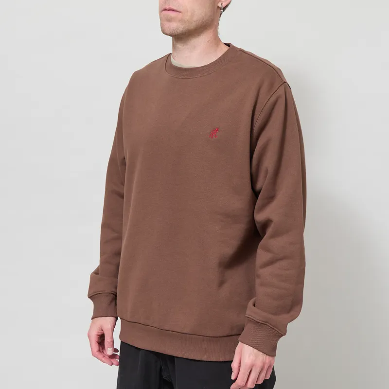 Gramicci One Point Crew Sweatshirt Brown-1
