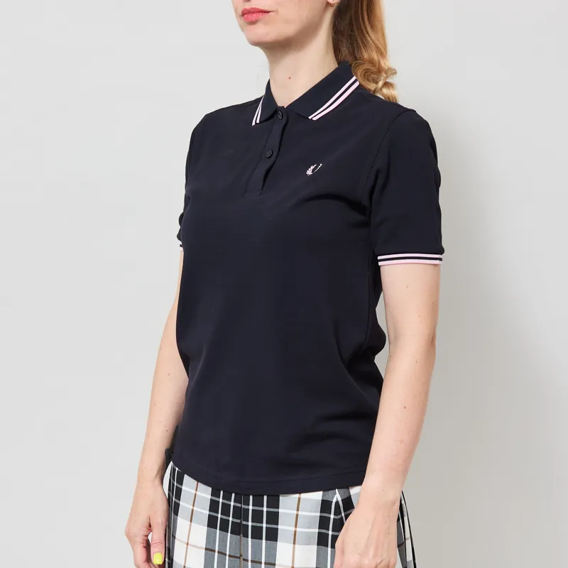 Fred Perry Womens Twin Tipped Polo Shirt Navy Iced Pink-1