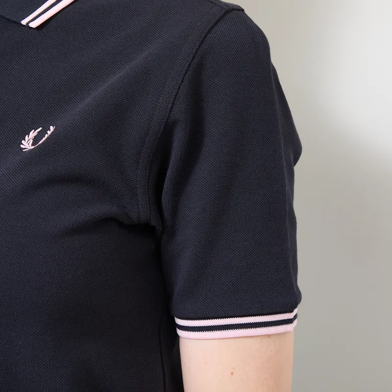 Fred Perry Womens Twin Tipped Polo Shirt Navy Iced Pink-4