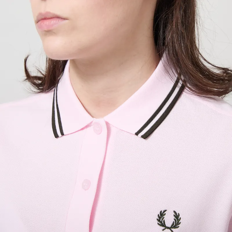 Fred Perry Womens Twin Tipped Polo Shirt Iced Pink -3