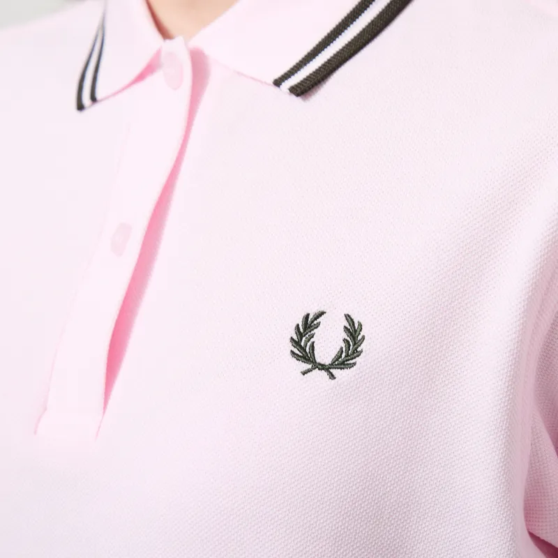 Fred Perry Womens Twin Tipped Polo Shirt Iced Pink -4
