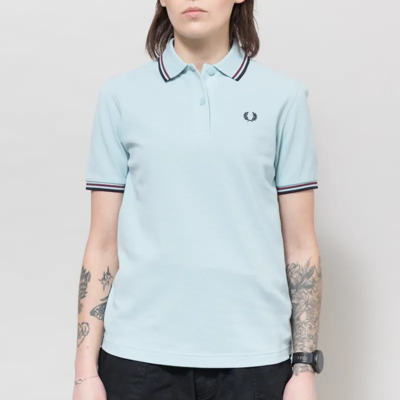 Fred Perry Womens G3600 Twin Tipped Polo Shirt Blue Oxblood Navy