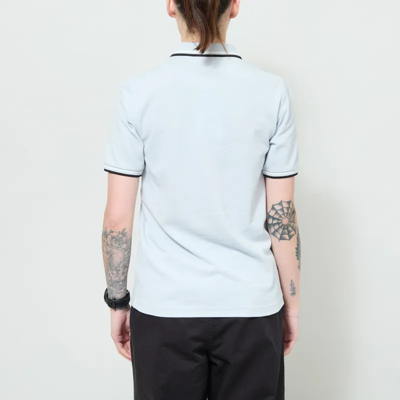 Fred Perry Womens Twin Tipped Polo Shirt Dusky Blue Snow White Black-2