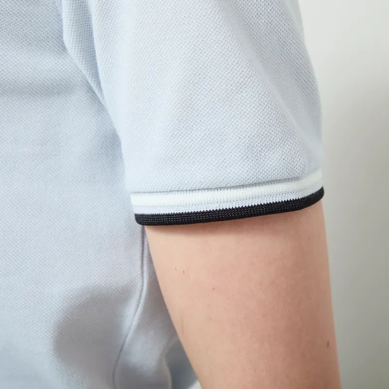 Fred Perry Womens Twin Tipped Polo Shirt Dusky Blue Snow White Black-6