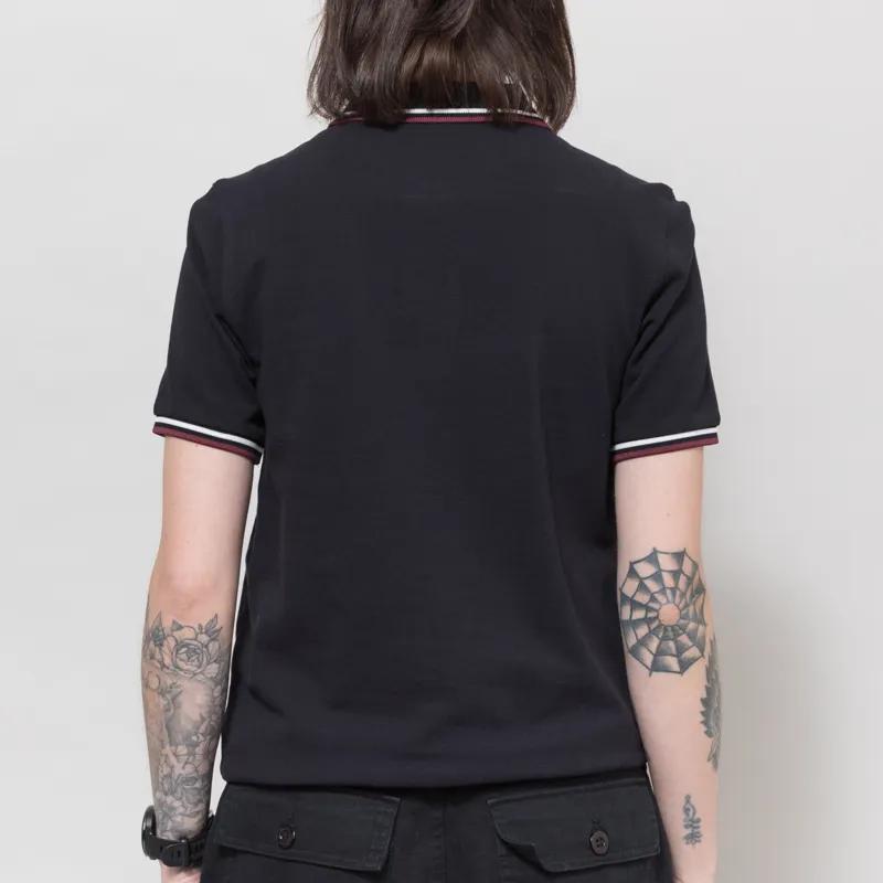 Fred Perry Womens G3600 Twin Tipped Polo Shirt Navy Snow White Oxblood-1