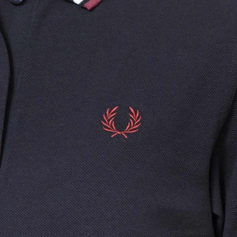 Fred Perry Womens G3600 Twin Tipped Polo Shirt Navy Snow White Oxblood-4