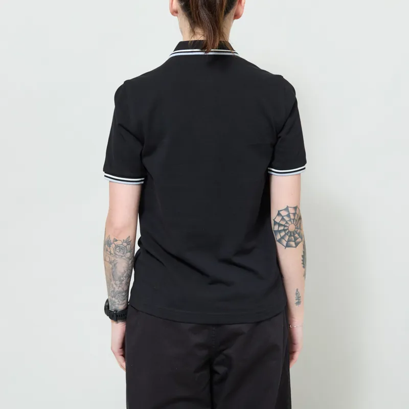 Fred Perry Womens Twin Tipped Polo Shirt Black Snow White Dusky Blue-2