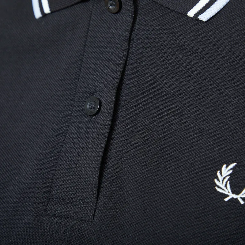 Fred Perry Womens Twin Tipped Polo Shirt Black Snow White Dusky Blue-5