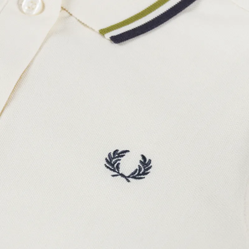 Fred Perry Womens Twin Tipped Polo Shirt Ecru Tennis Ball Yellow Anchor Grey-3