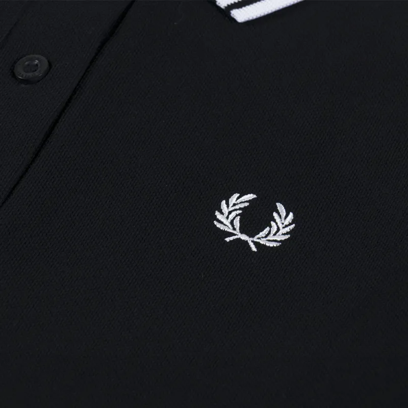 Fred Perry Womens Twin Tipped Long Sleeve Polo Shirt Black White-3
