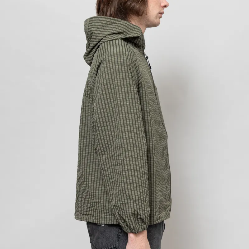 Gramicci Mens Northside Plaid Hooded Jacket Green Olive