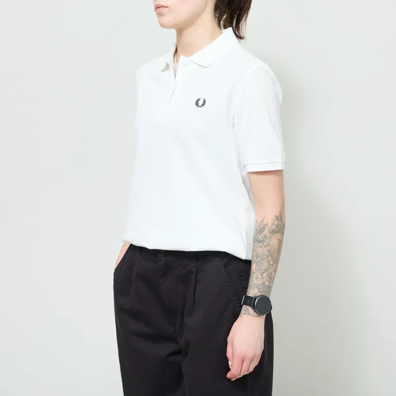 Fred Perry Womens Polo Shirt Snow White Navy-1