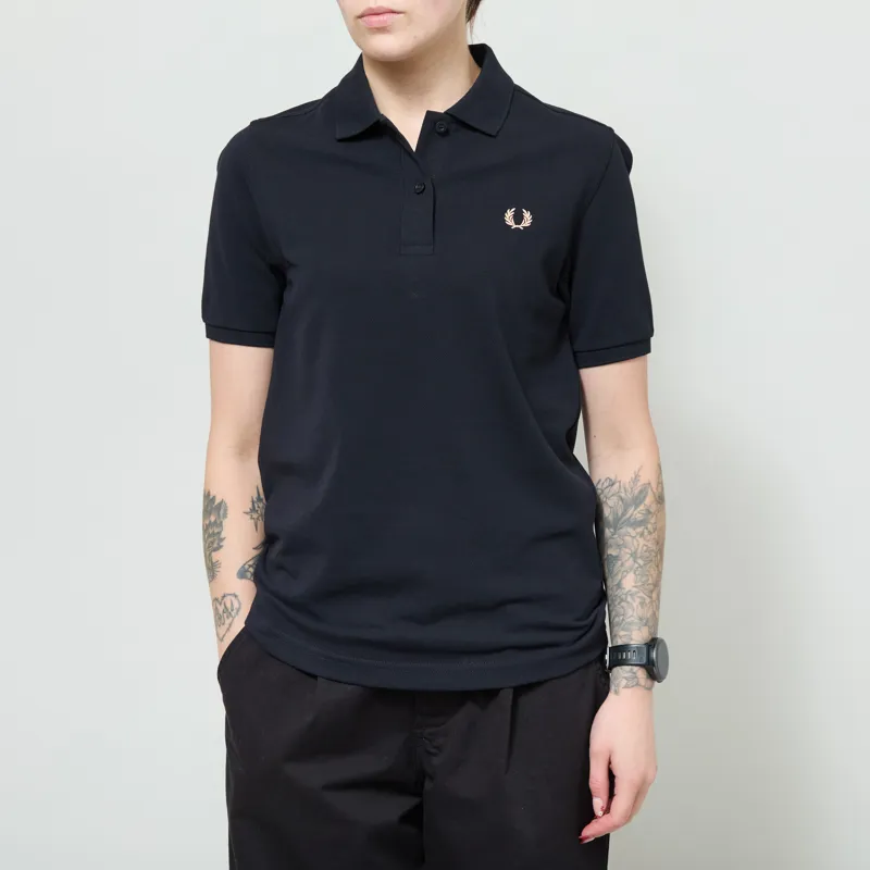 Fred Perry Womens Polo Shirt Navy Peach