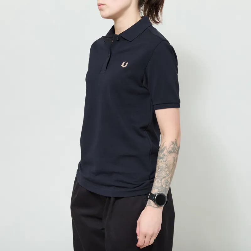 Fred Perry Womens Polo Shirt Navy Peach-1