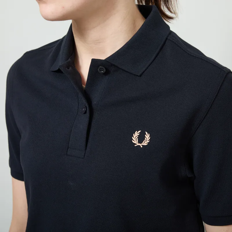 Fred Perry Womens Polo Shirt Navy Peach-3