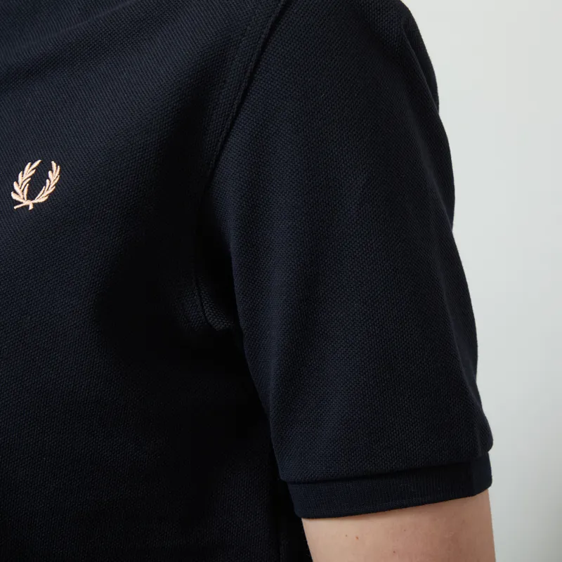 Fred Perry Womens Polo Shirt Navy Peach-4