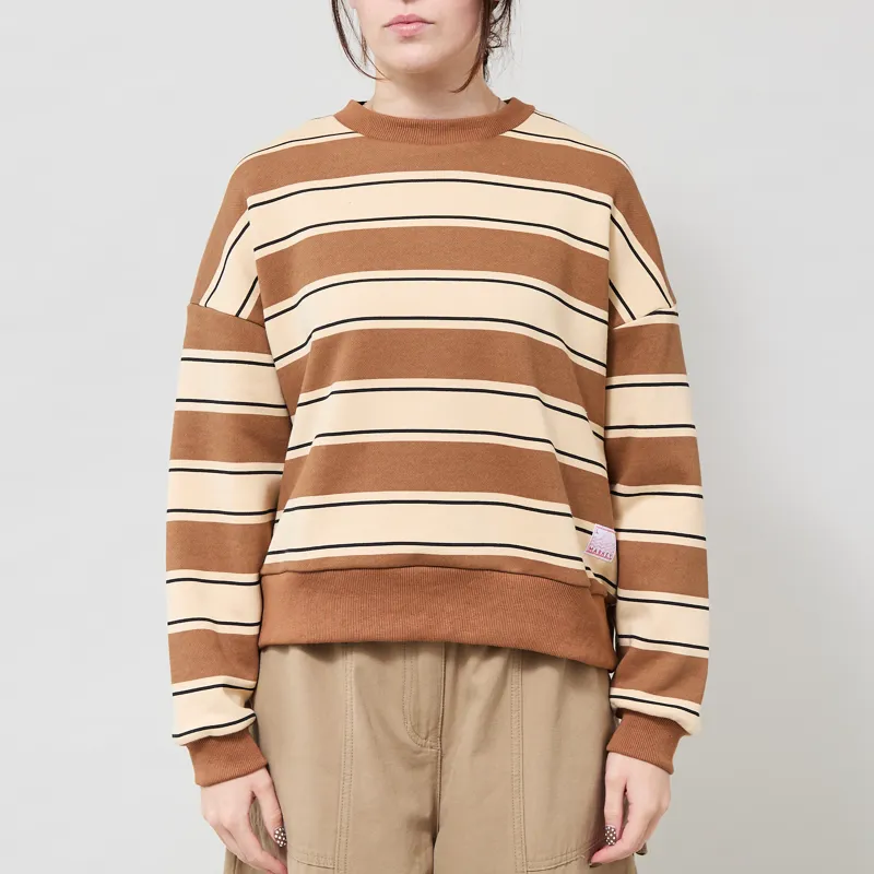 L.F. Markey Womens Gene Sweater Choc Rugby Stripe-1