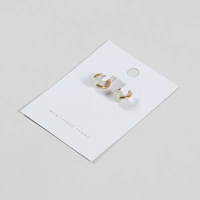 A Weathered Penny Womens Gold Mint Agate Hoop Earrings