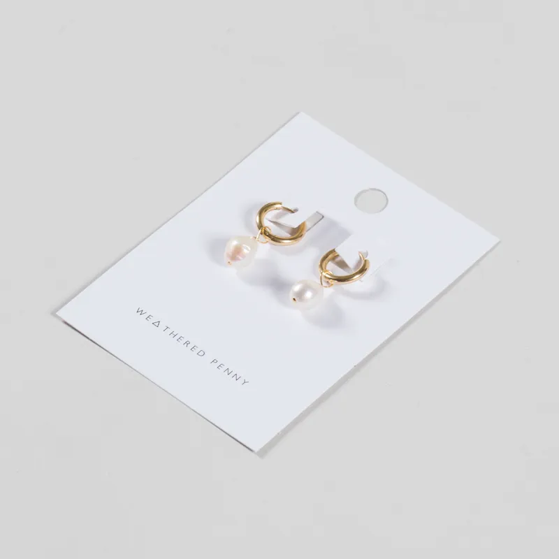 A Weathered Penny Womens Gold Pearl Hoop Earrings