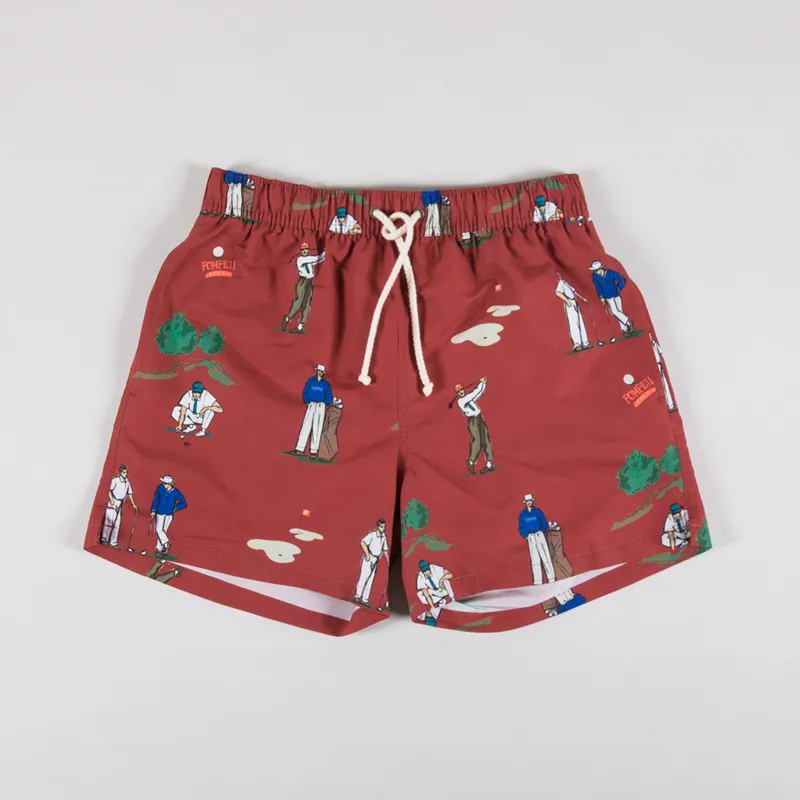 Pompeii Golf Swim Trunks Ruby Red