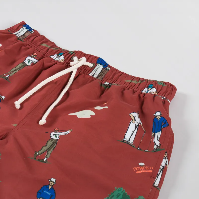 Pompeii Golf Swim Trunks Ruby Red-2