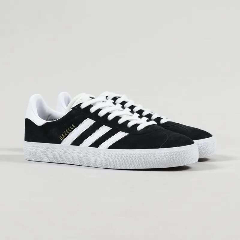 Adidas Skateboarding Mens Gazelle ADV Shoes Black White Gold