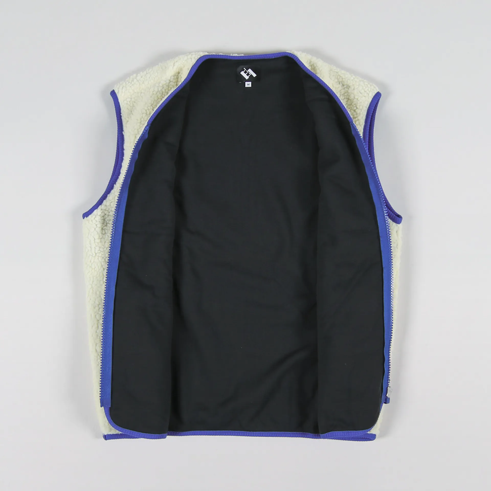 The Trilogy Tapes Mens Fleece Gilet Cream Navy Winter Vest