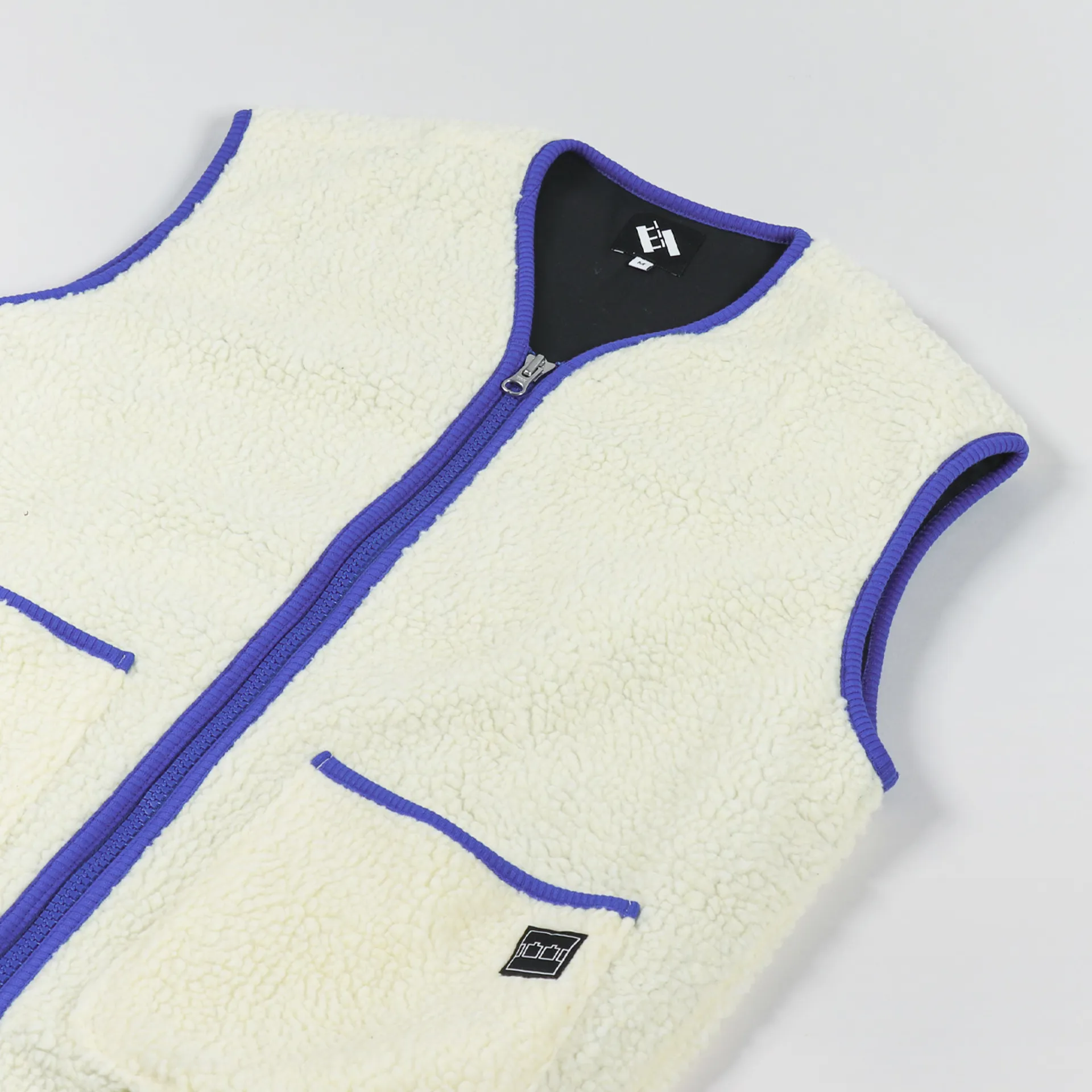 The Trilogy Tapes Mens Fleece Gilet Cream Navy Winter Vest