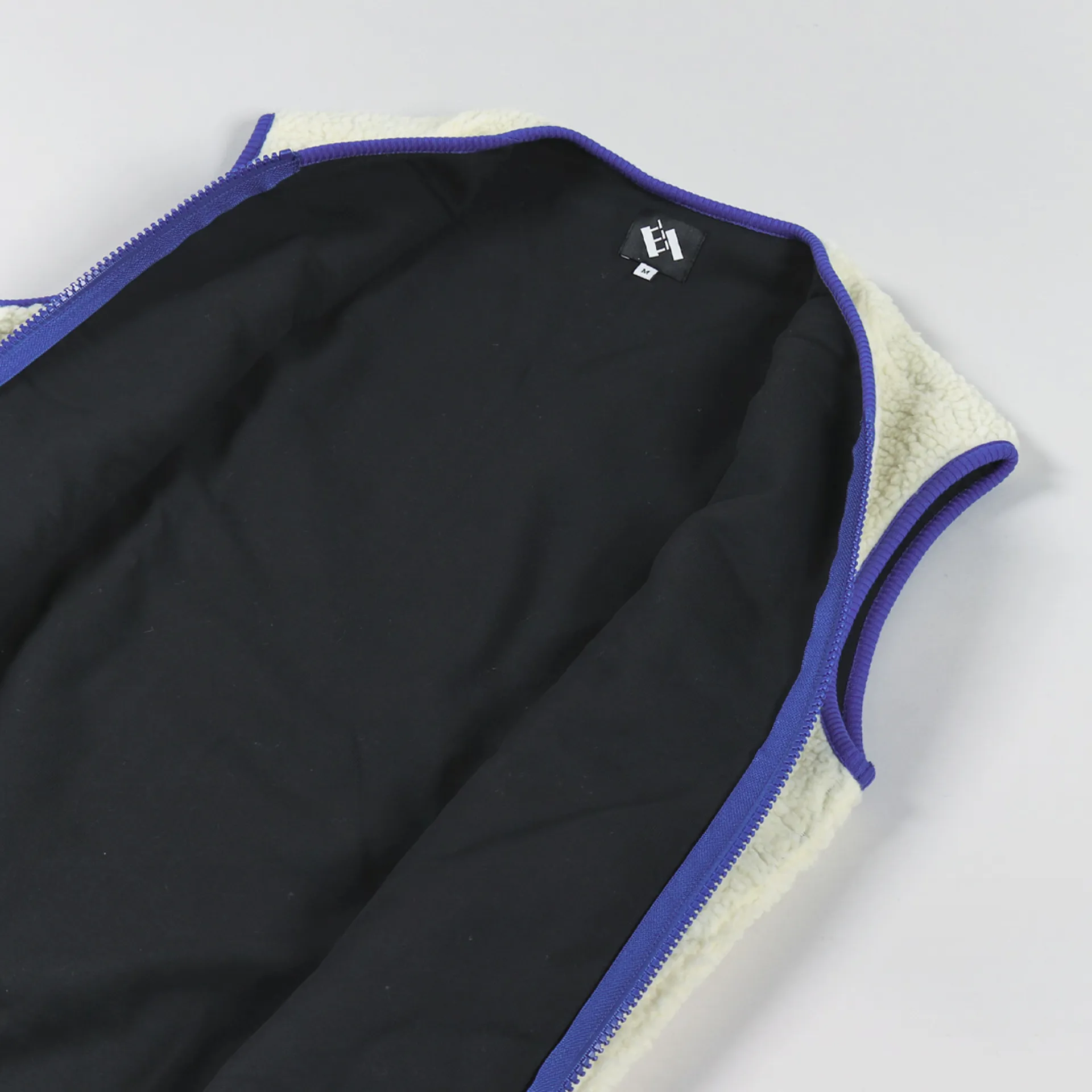 The Trilogy Tapes Mens Fleece Gilet Cream Navy Winter Vest