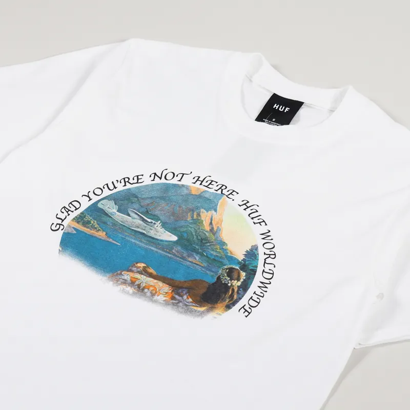 Huf Glad Youre Not Here T Shirt White-1