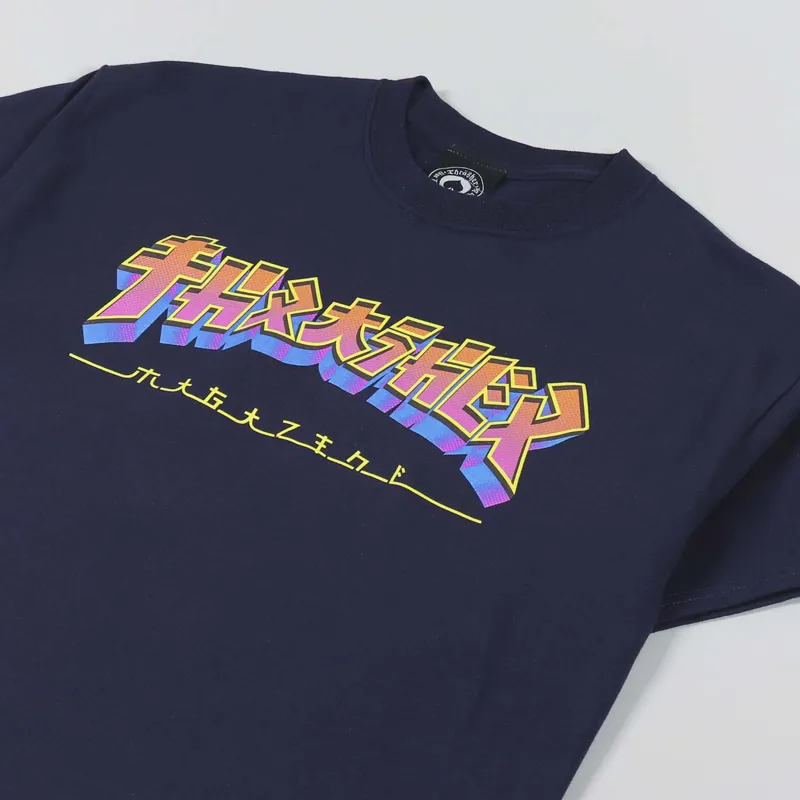Thrasher Skateboard Magazine Godzilla Burst T Shirt Navy-2