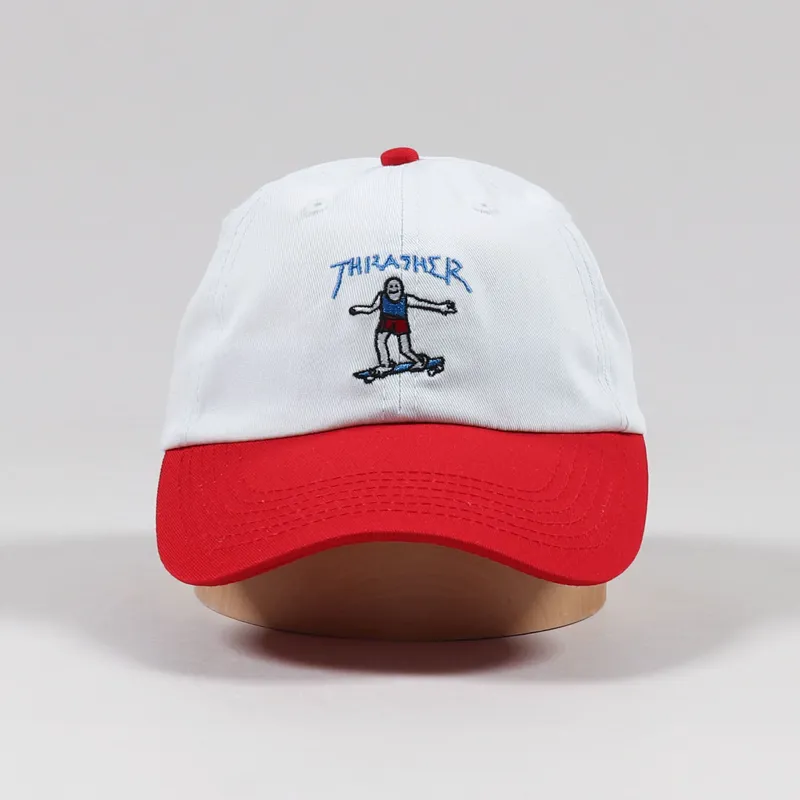 Thrasher Skateboard Magazine Gonz Old Timer Cap White Red-2