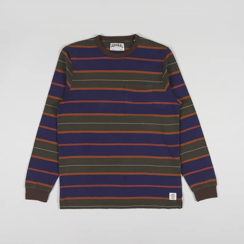 Admiral Sporting Goods Gowan Long Sleeve T Shirt Navy Orange Khaki