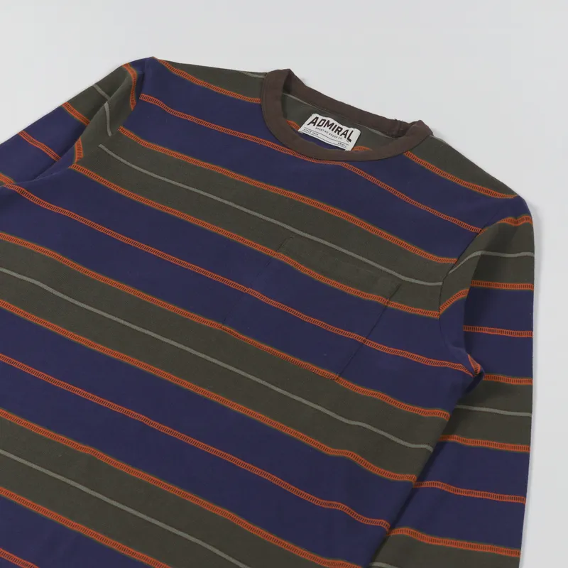 Admiral Sporting Goods Gowan Long Sleeve T Shirt Navy Orange Khaki-2