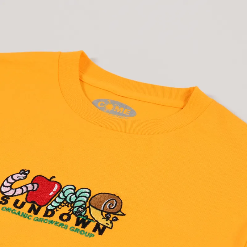 Come Sundown Growers Embroidered T Shirt Gold-3