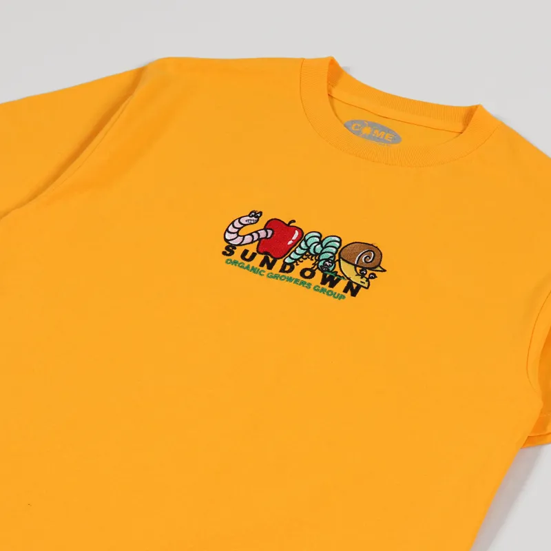 Come Sundown Growers Embroidered T Shirt Gold-1