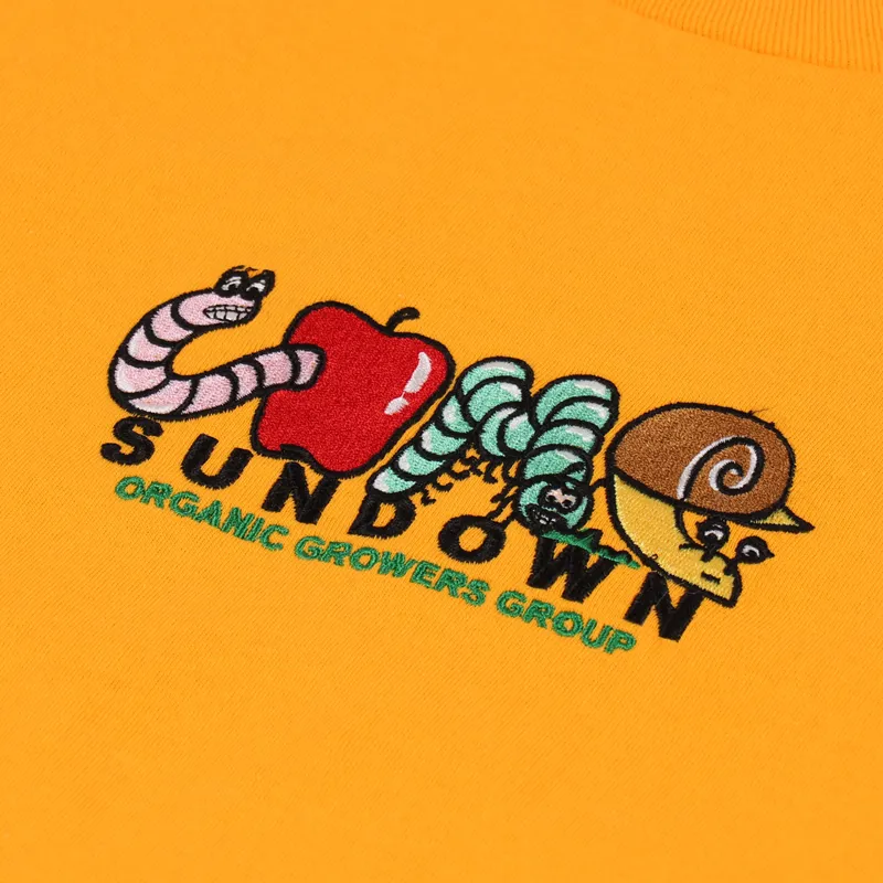 Come Sundown Growers Embroidered T Shirt Gold-2