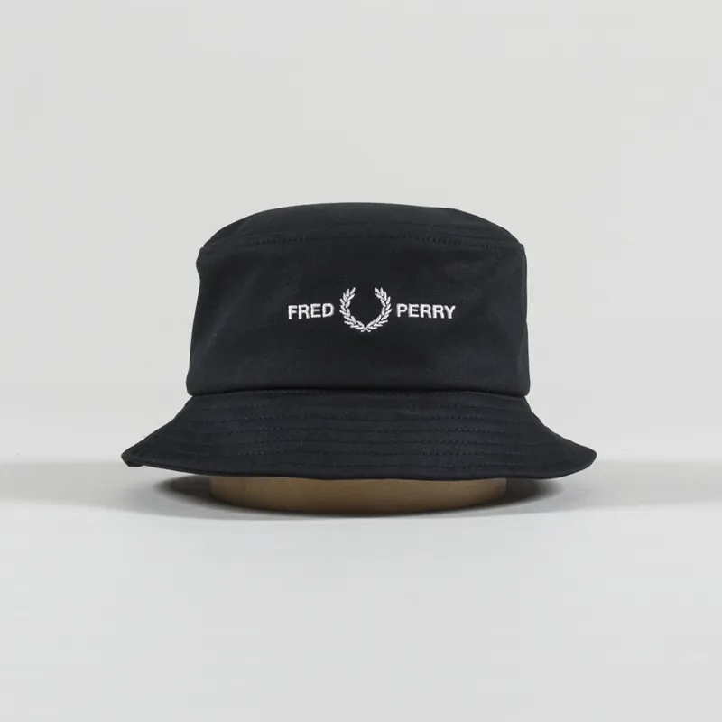Fred Perry Twill Graphic Branding Bucket Hat Black-1