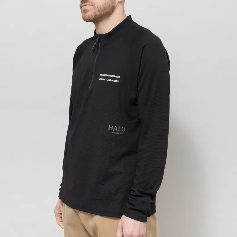 Working Class Heroes x Halo x Progress Running Club Sorona Half Zip Black-1