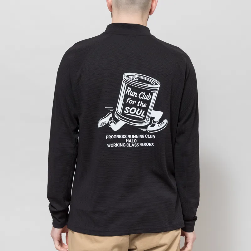 Working Class Heroes x Halo x Progress Running Club Sorona Half Zip Black