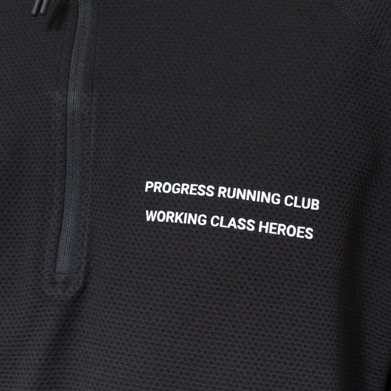 Working Class Heroes x Halo x Progress Running Club Sorona Half Zip Black-6