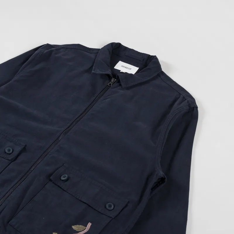 Heresy Mens Embroidered Guild Shirt Jacket Navy Blue