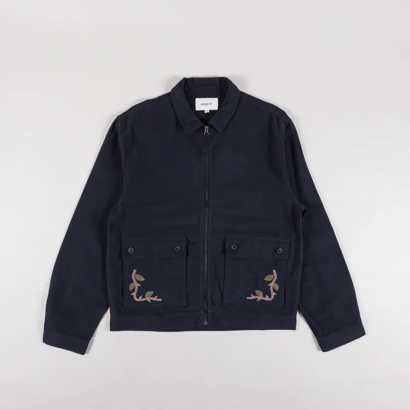 Heresy Mens Embroidered Guild Shirt Jacket Navy Blue
