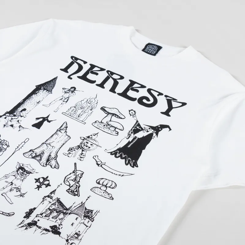 Heresy Mens Short Sleeve Graphic Enthusiast T Shirt Ecru White