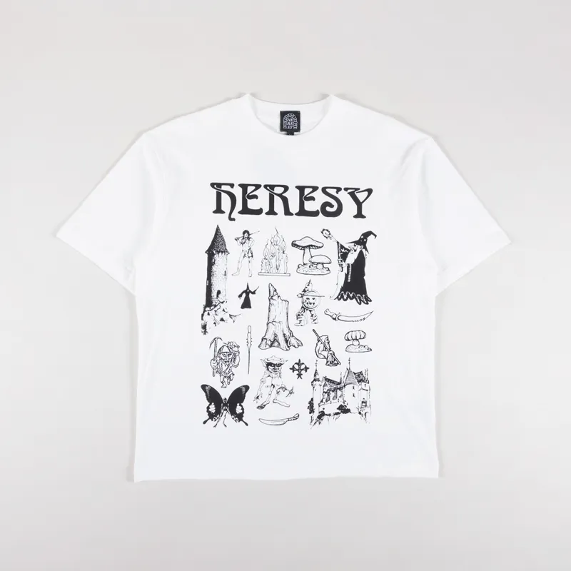 Heresy Mens Short Sleeve Graphic Enthusiast T Shirt Ecru White