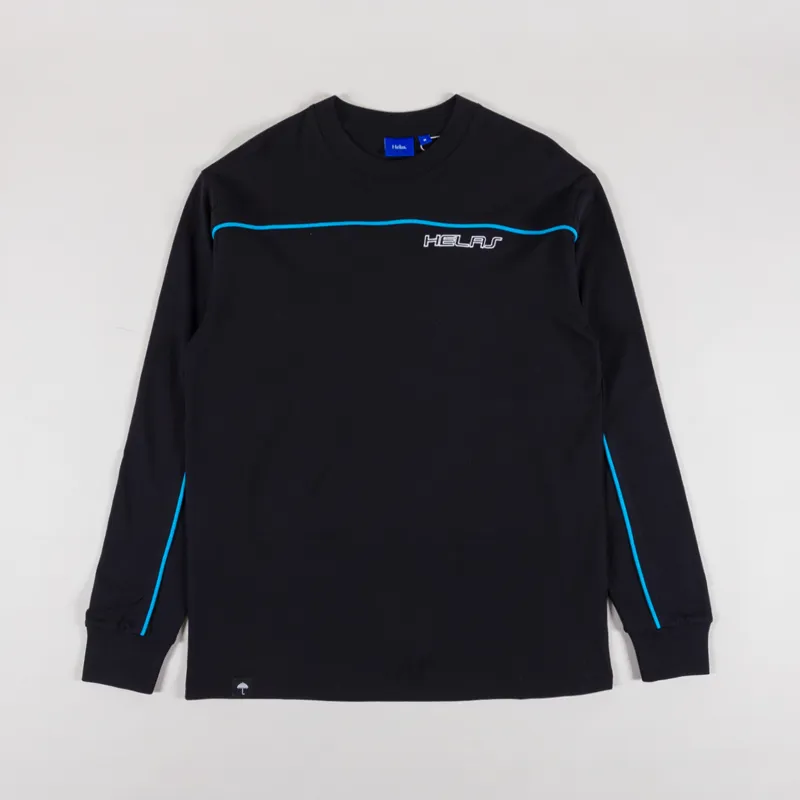 Helas Mens Graphic Line Logo Long Sleeve T Shirt Tee Black
